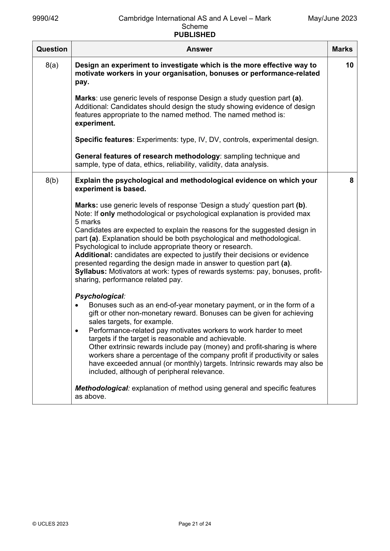 Mark scheme, page 21 of 24