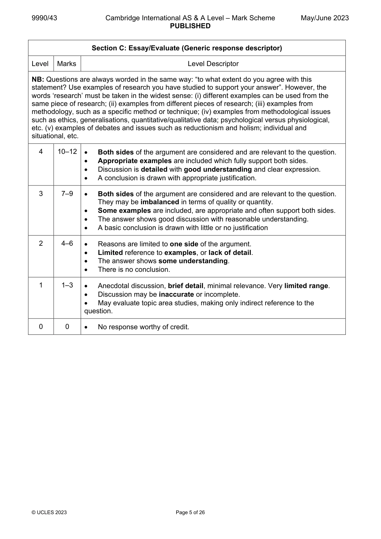 Mark scheme, page 5 of 26