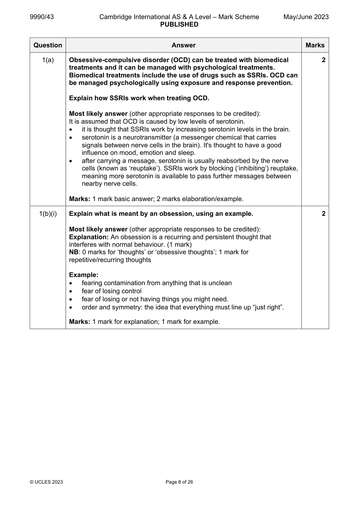 Mark scheme, page 8 of 26