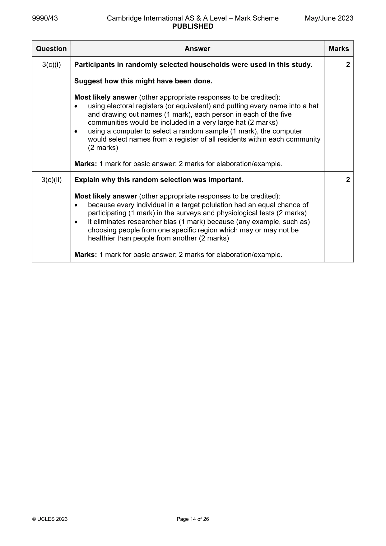 Mark scheme, page 14 of 26