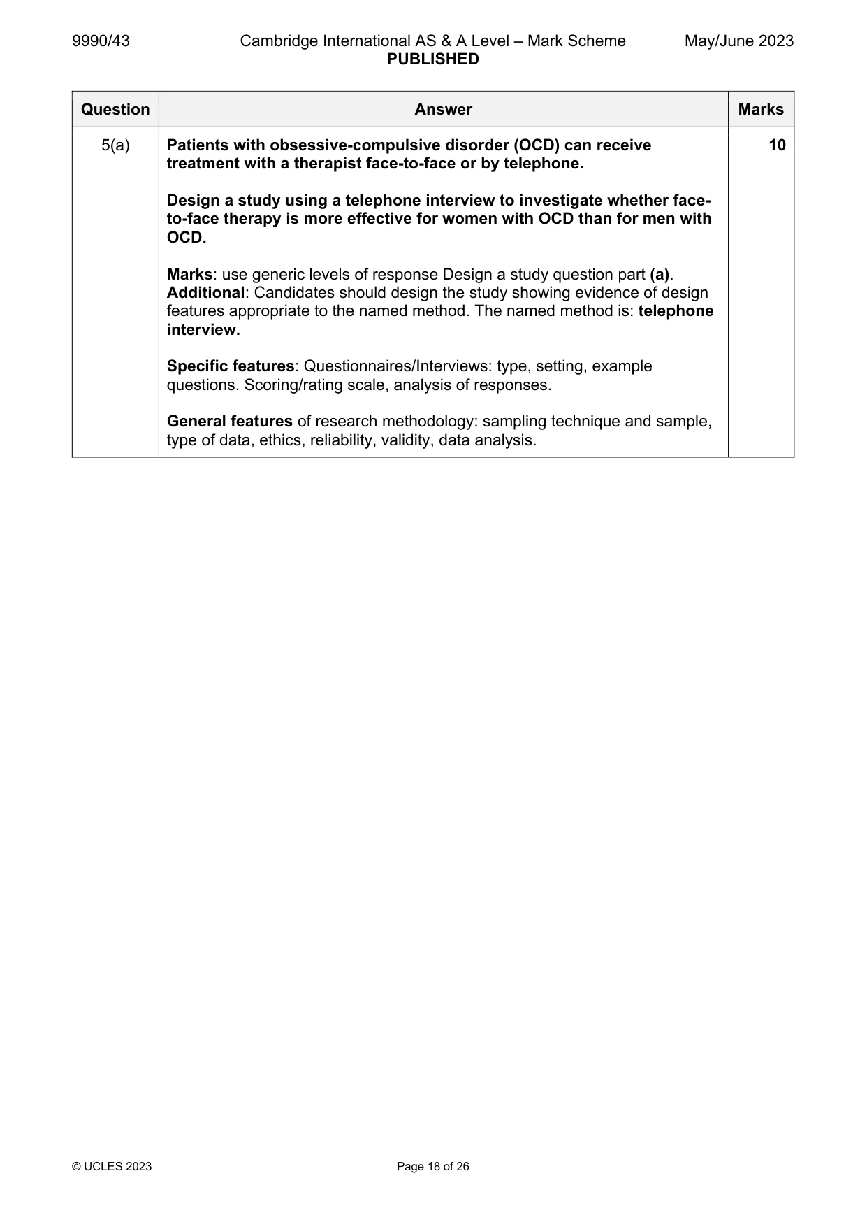 Mark scheme, page 18 of 26