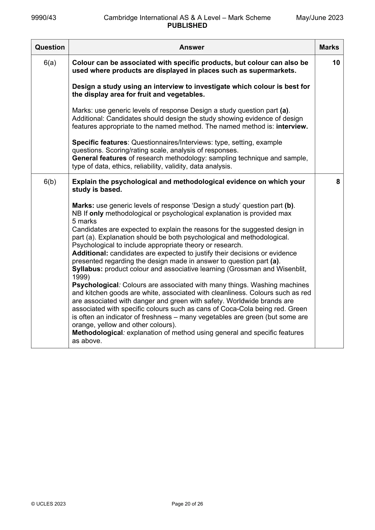 Mark scheme, page 20 of 26