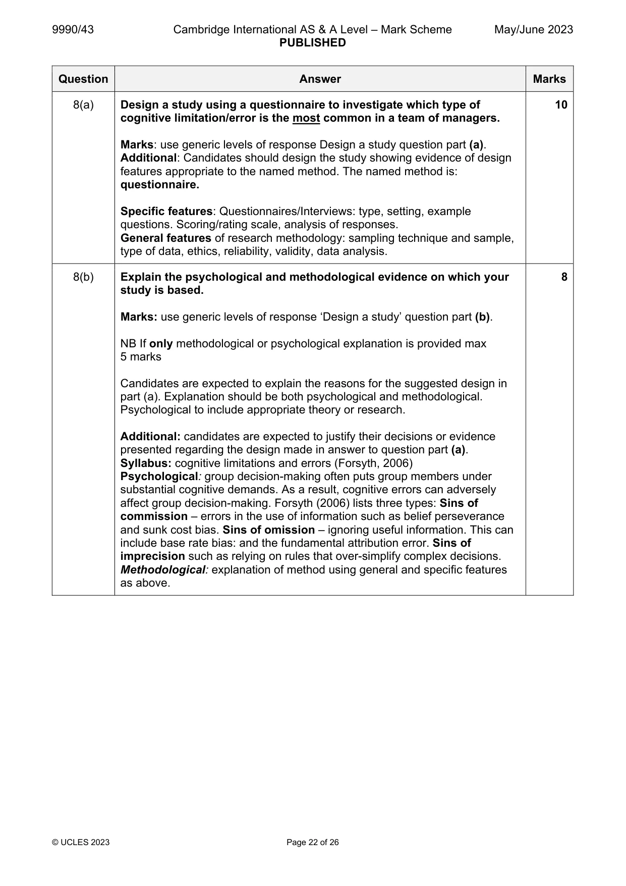 Mark scheme, page 22 of 26