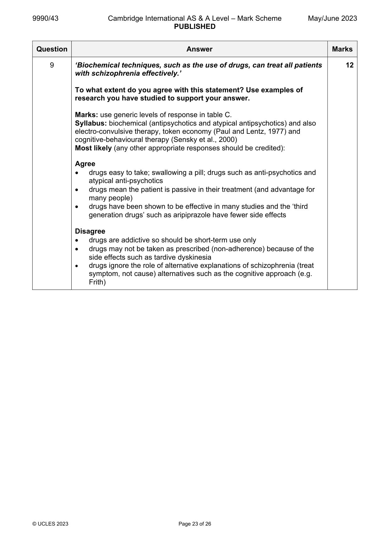 Mark scheme, page 23 of 26