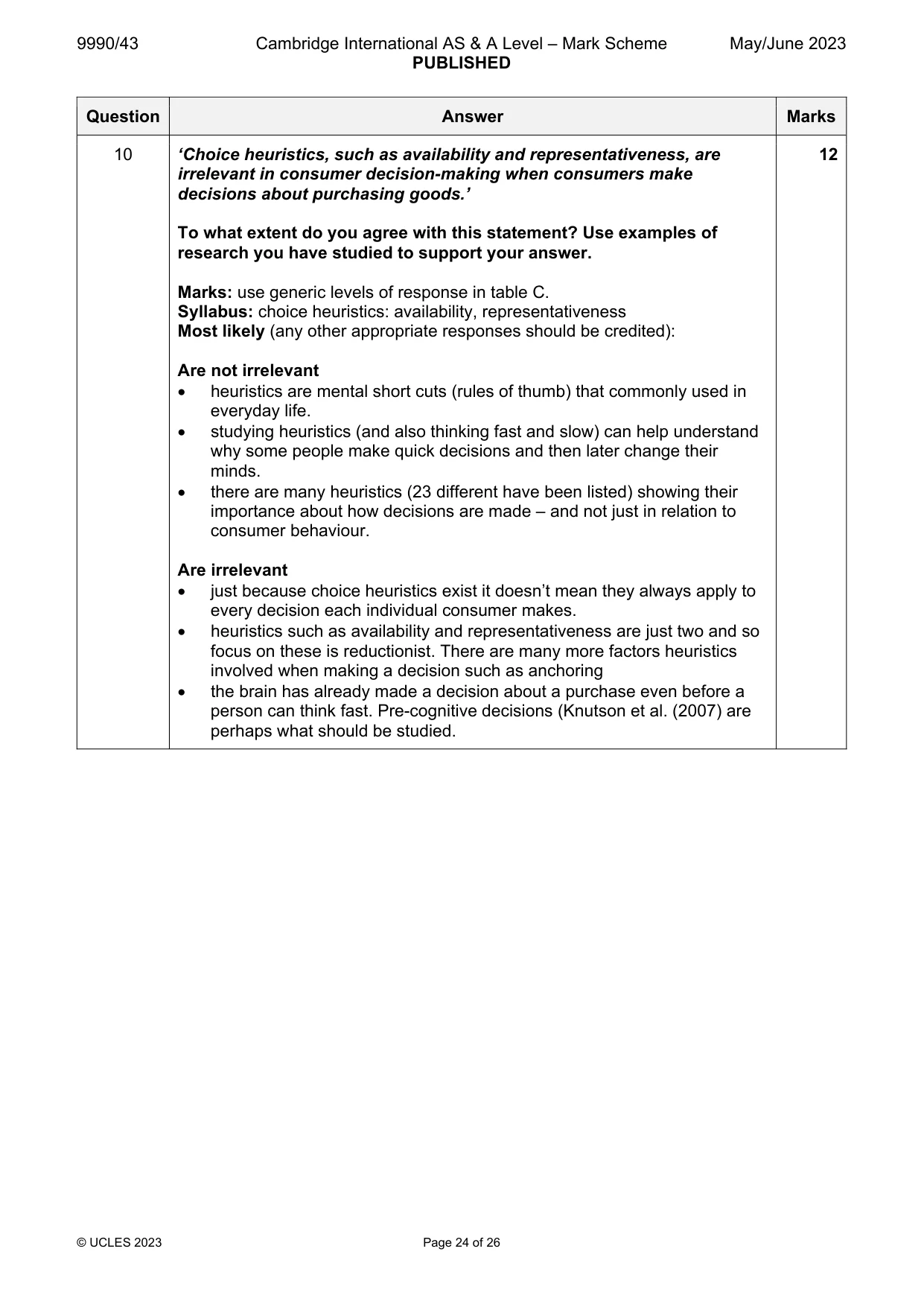 Mark scheme, page 24 of 26