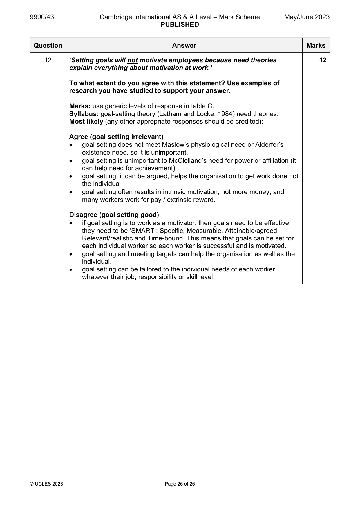 Mark scheme, page 26 of 26