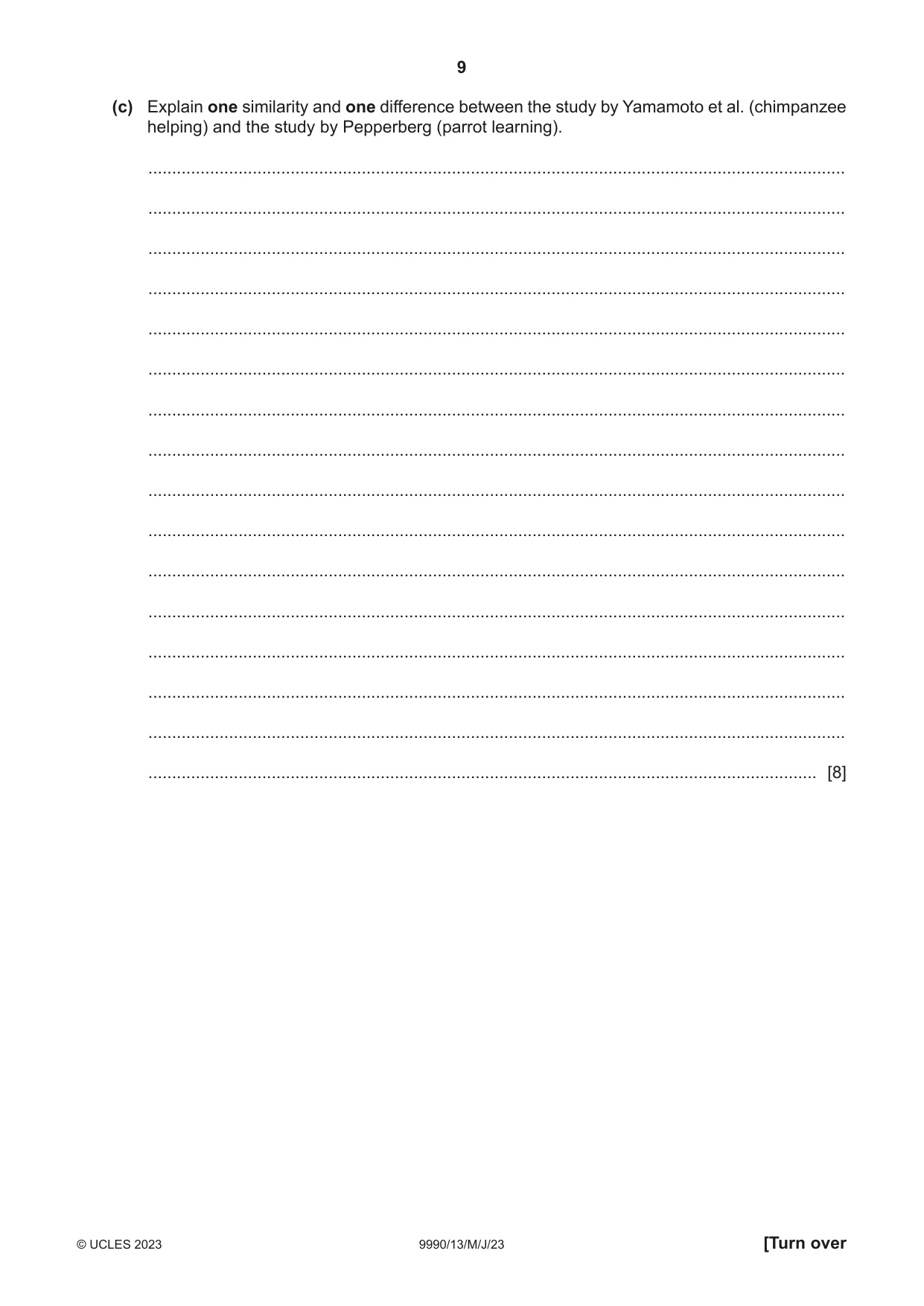 Cambridge A Level Psychology (from 2018) 9990 2023 May/June Paper 1 · Variant 3 question paper, page 9 of 12