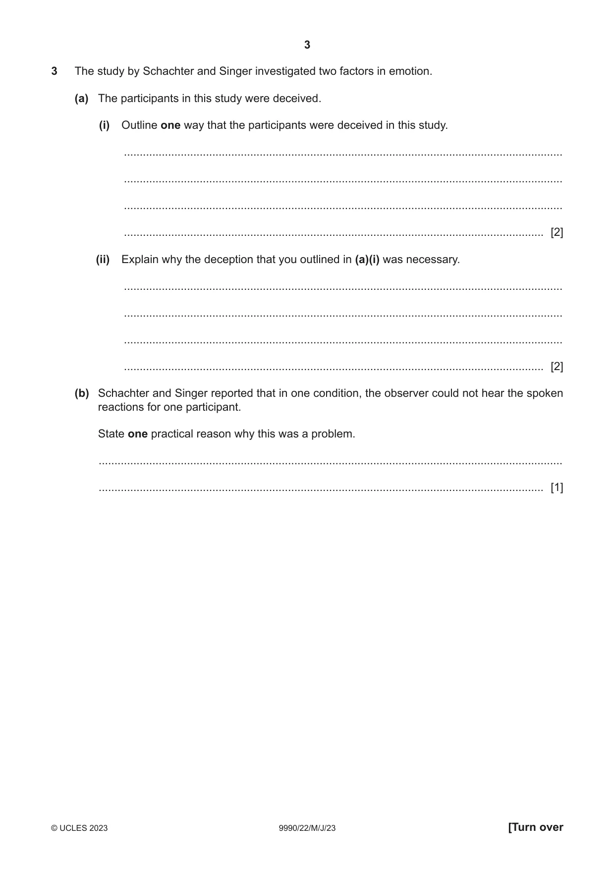 Cambridge A Level Psychology (from 2018) 9990 2023 May/June Paper 2 · Variant 2 question paper, page 3 of 12