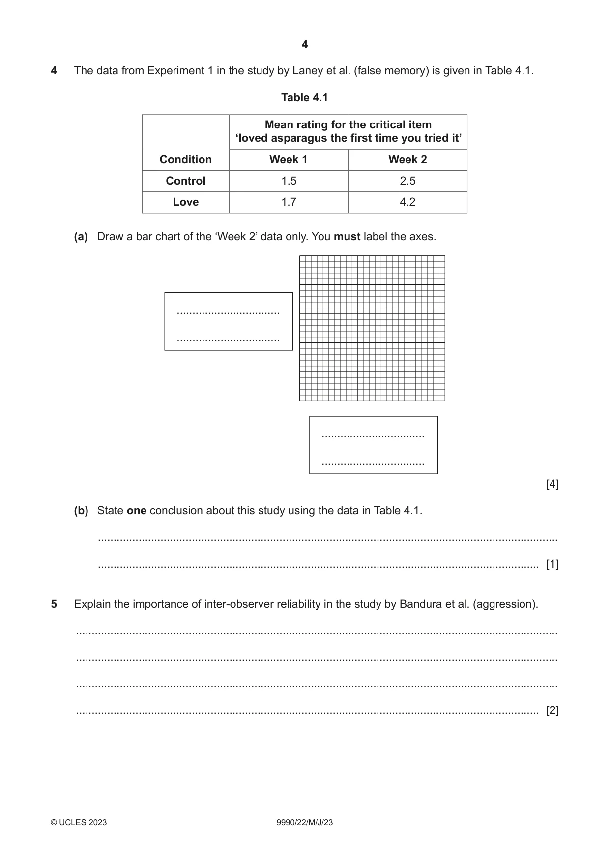 Cambridge A Level Psychology (from 2018) 9990 2023 May/June Paper 2 · Variant 2 question paper, page 4 of 12