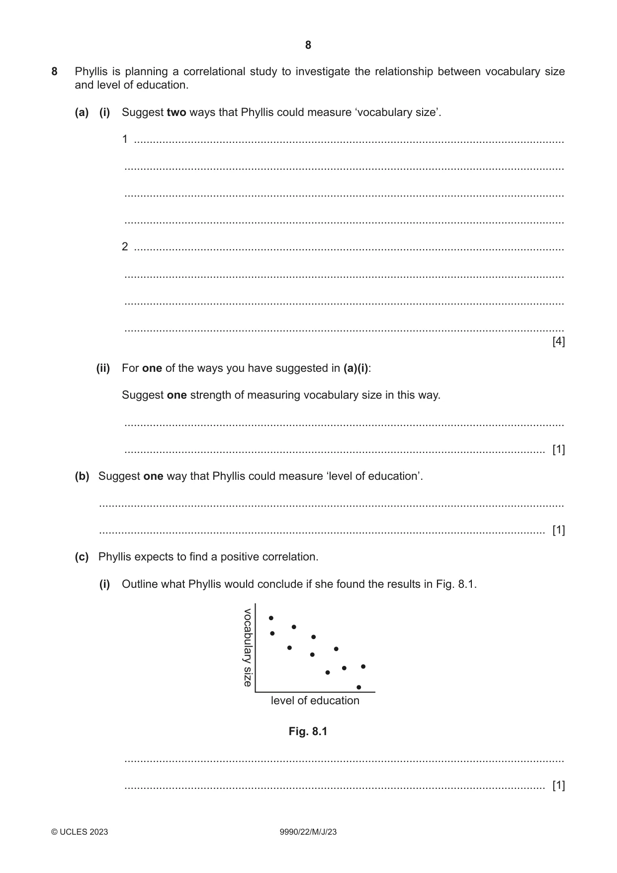 Cambridge A Level Psychology (from 2018) 9990 2023 May/June Paper 2 · Variant 2 question paper, page 8 of 12