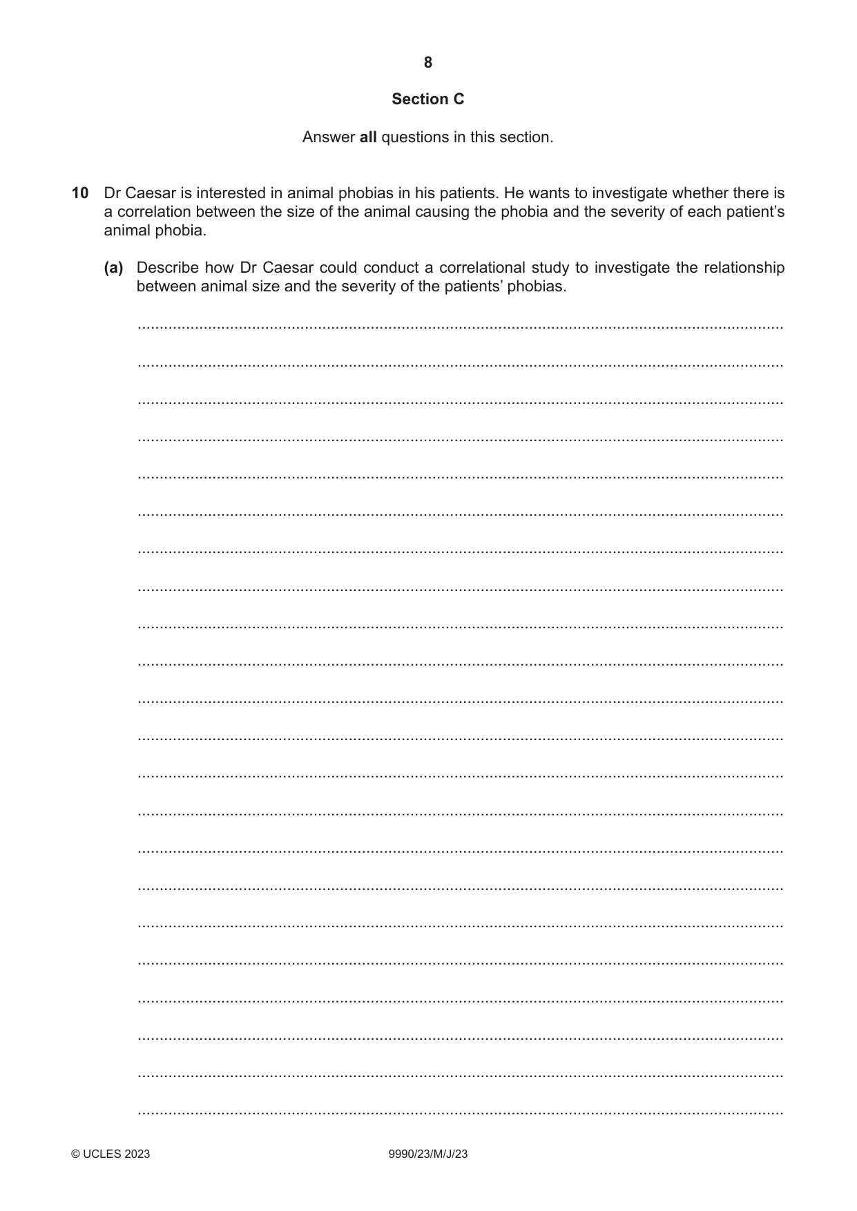 Cambridge A Level Psychology (from 2018) 9990 2023 May/June Paper 2 · Variant 3 question paper, page 8 of 12