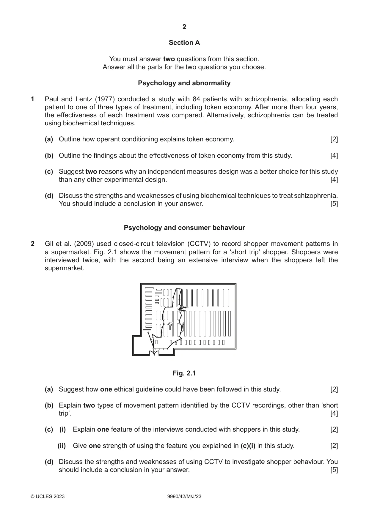 Cambridge A Level Psychology (from 2018) 9990 2023 May/June Paper 4 · Variant 2 question paper, page 2 of 8