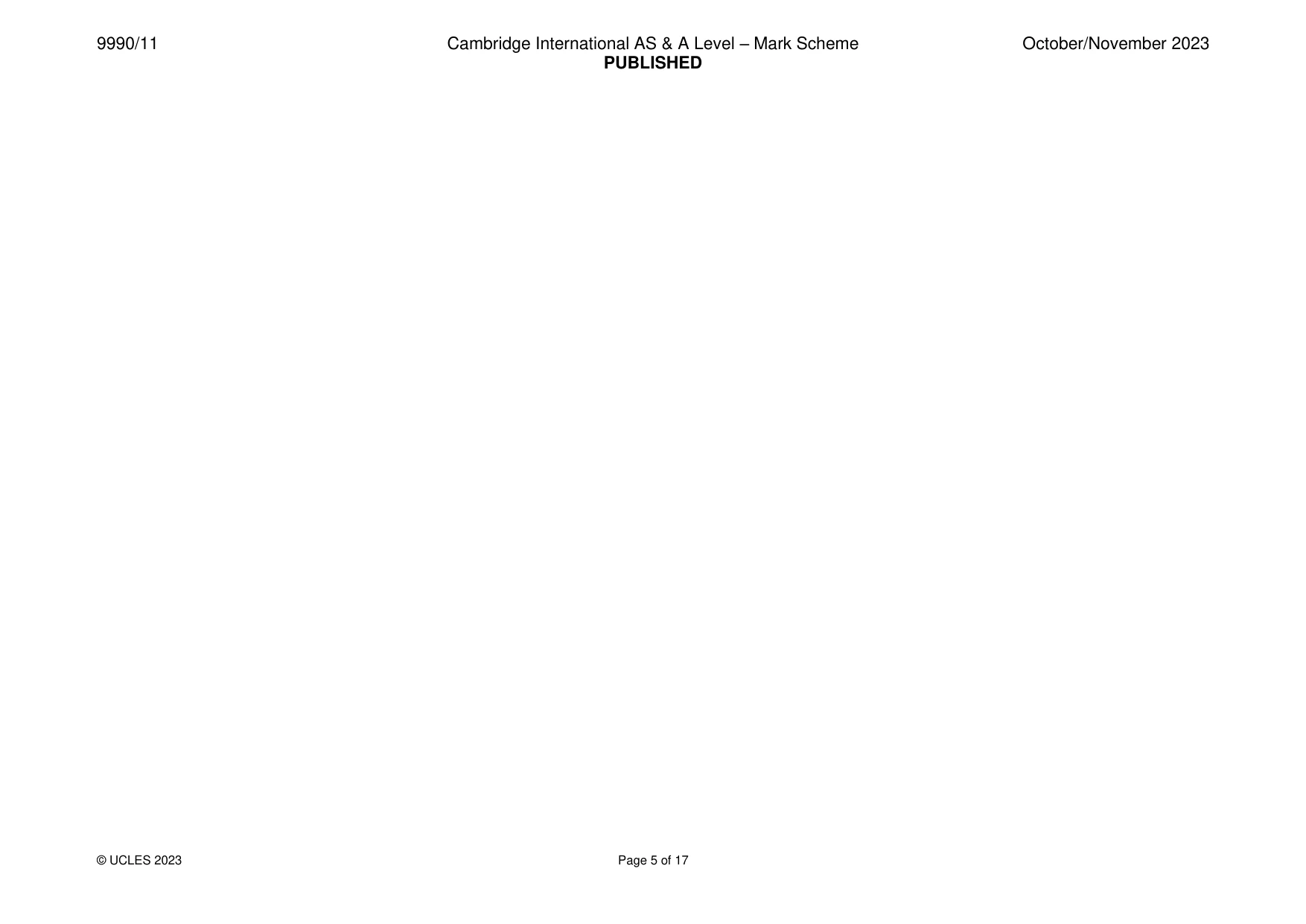Mark scheme, page 5 of 17