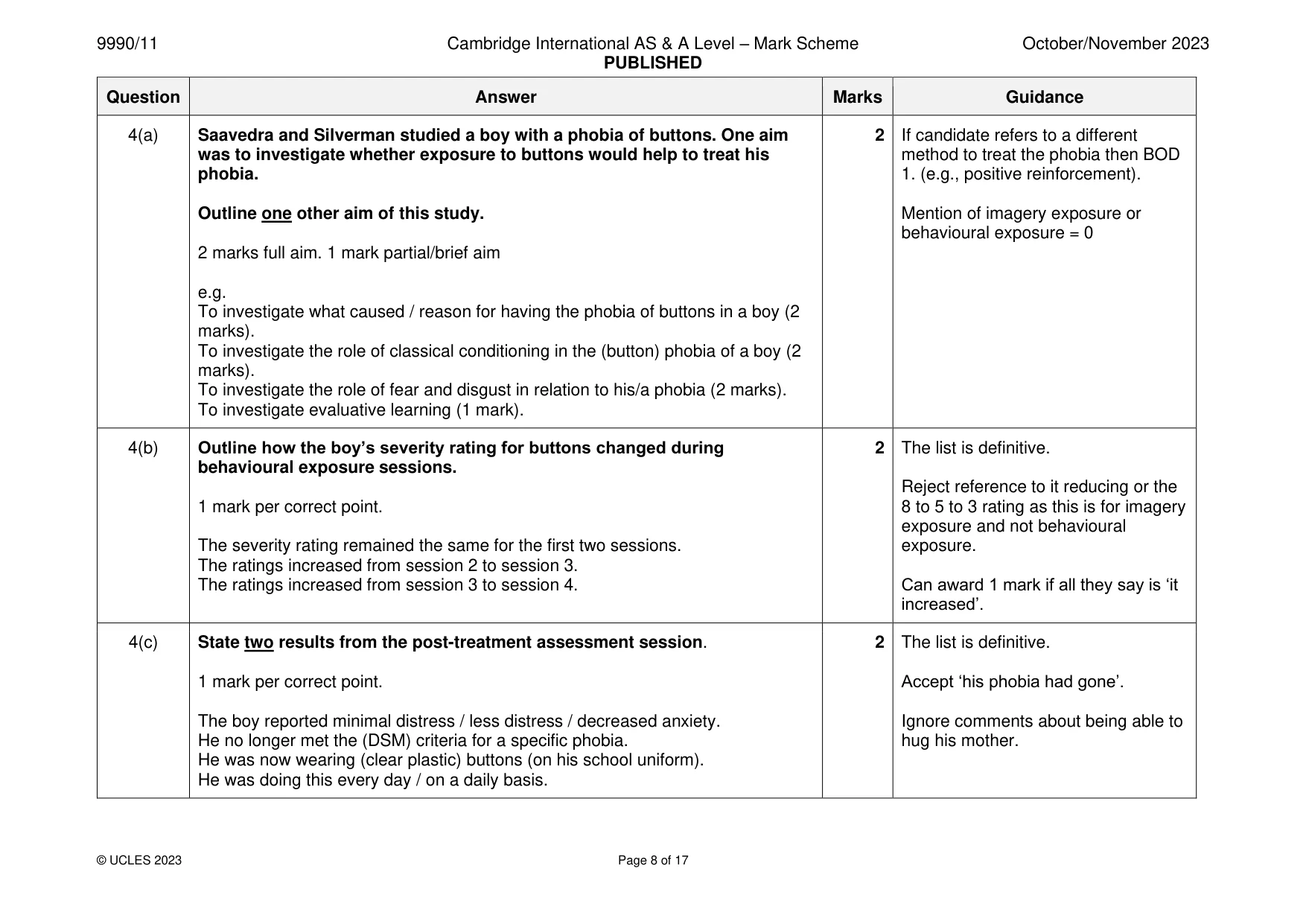 Mark scheme, page 8 of 17