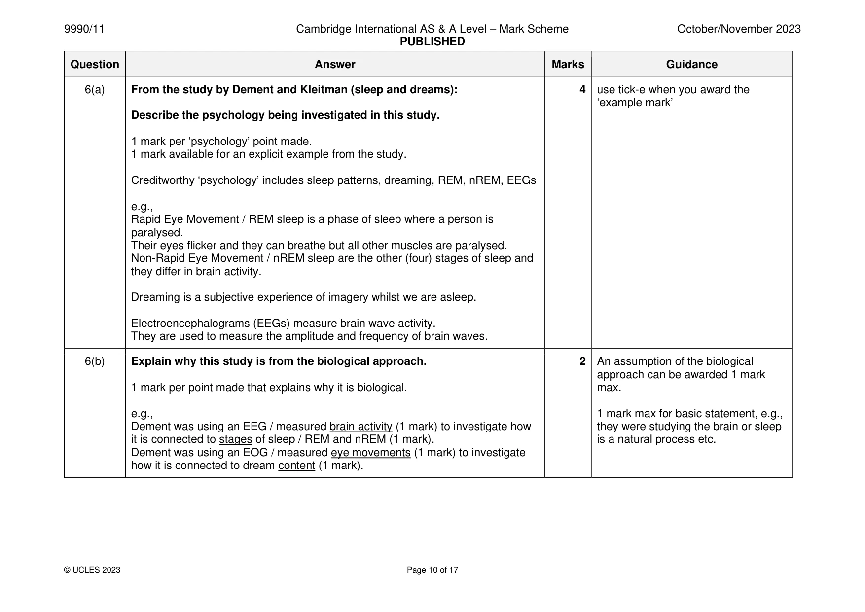 Mark scheme, page 10 of 17