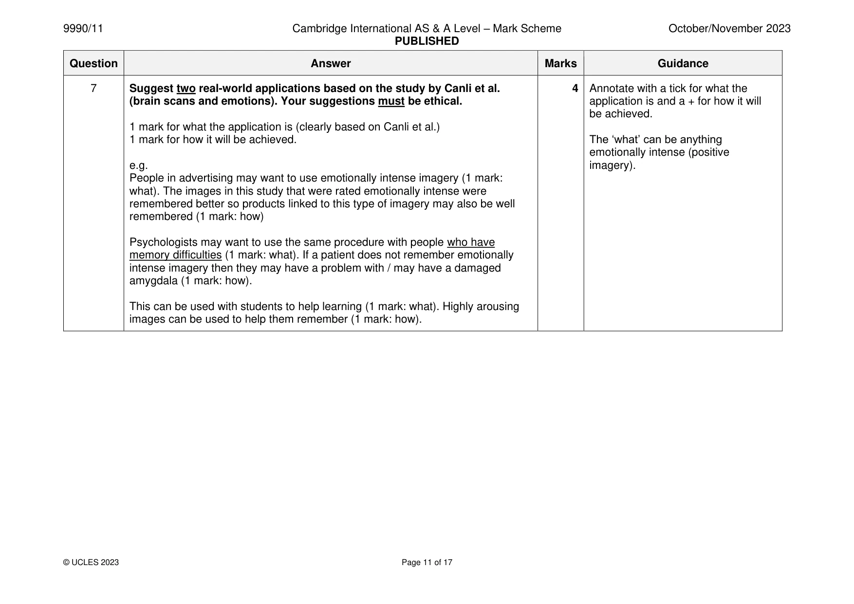Mark scheme, page 11 of 17