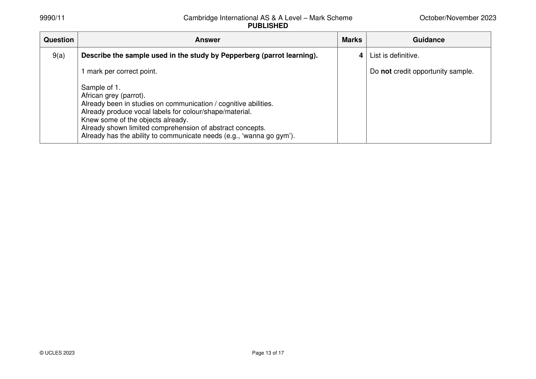 Mark scheme, page 13 of 17