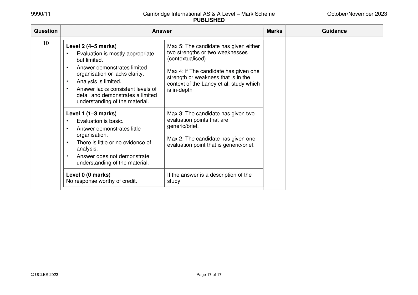 Mark scheme, page 17 of 17