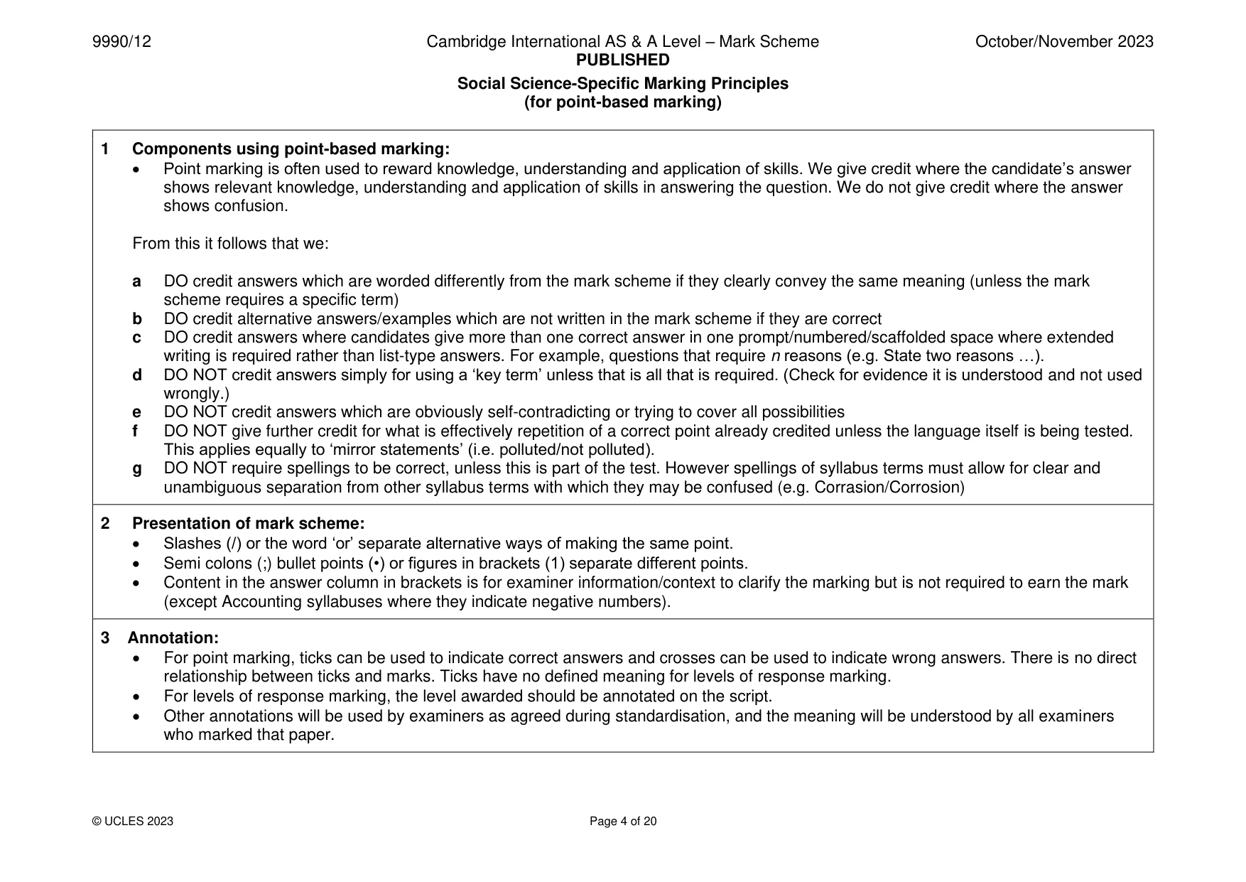 Mark scheme, page 4 of 20