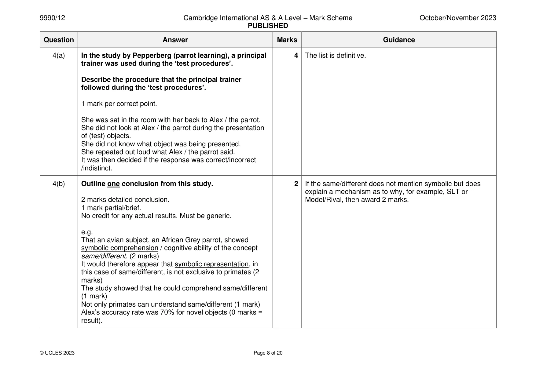 Mark scheme, page 8 of 20