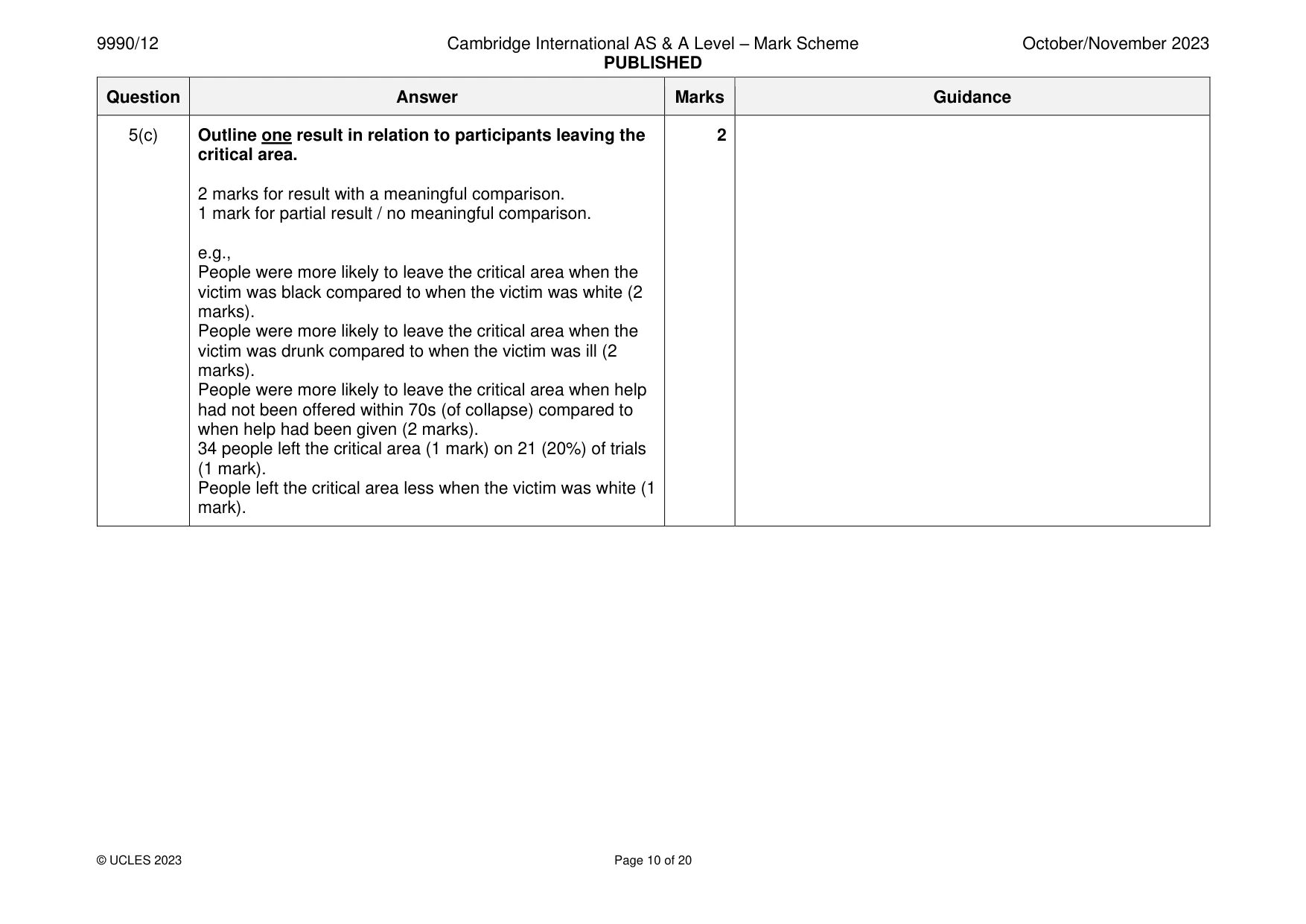 Mark scheme, page 10 of 20