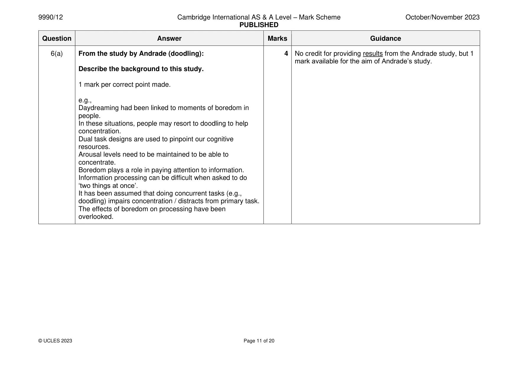 Mark scheme, page 11 of 20
