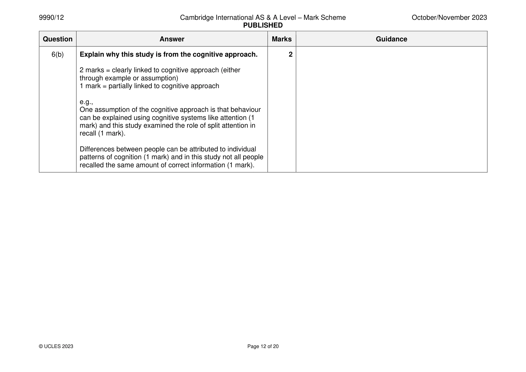 Mark scheme, page 12 of 20