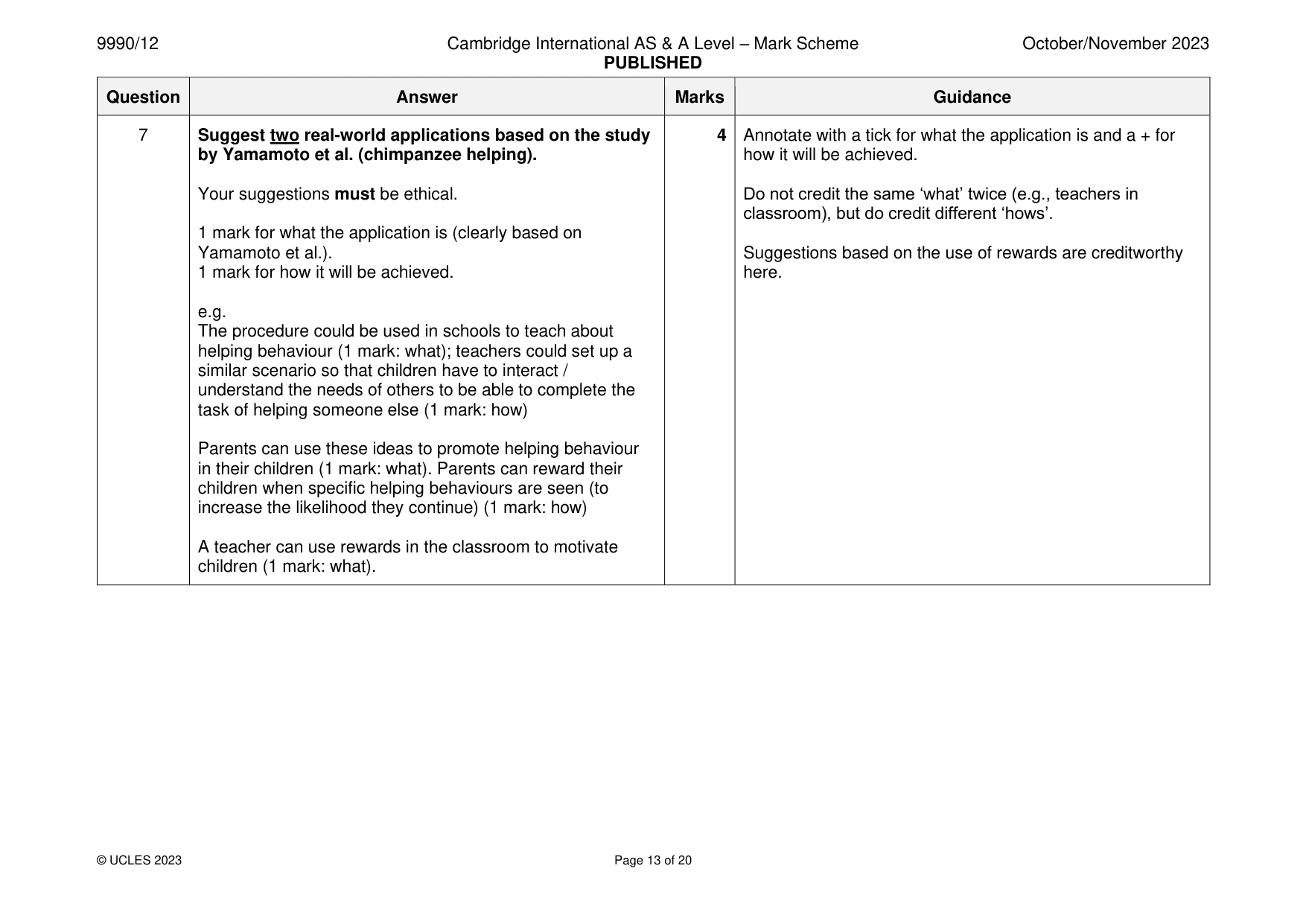 Mark scheme, page 13 of 20