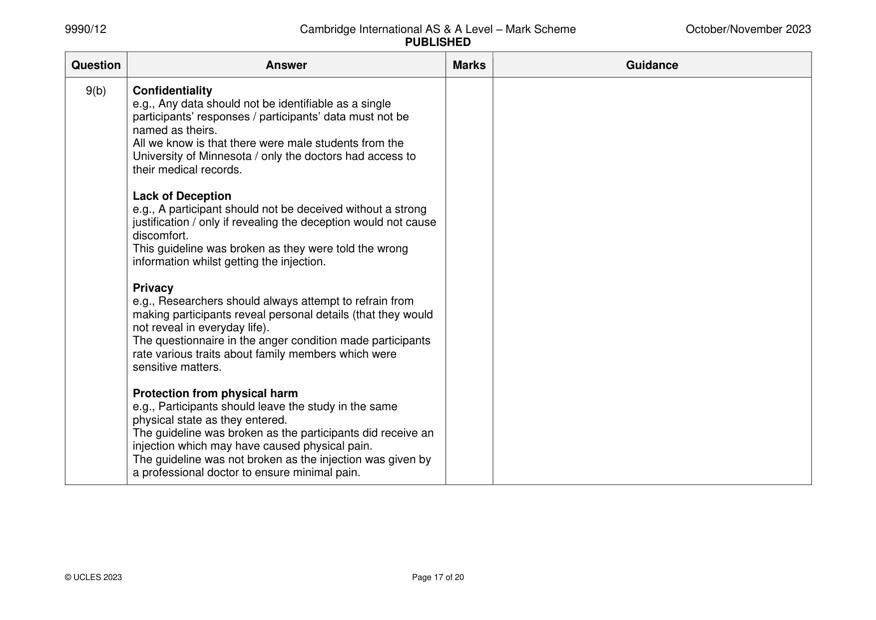 Mark scheme, page 17 of 20