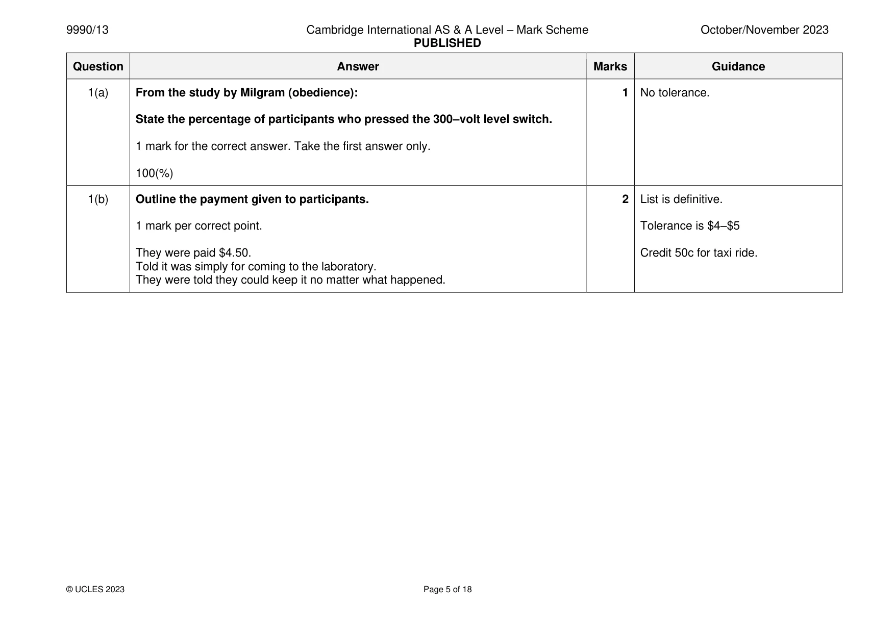 Mark scheme, page 5 of 18