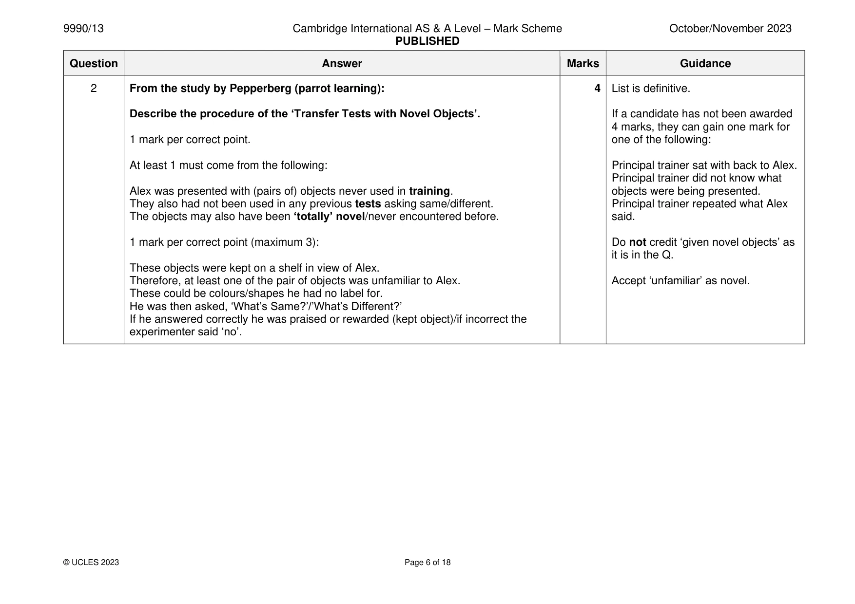 Mark scheme, page 6 of 18