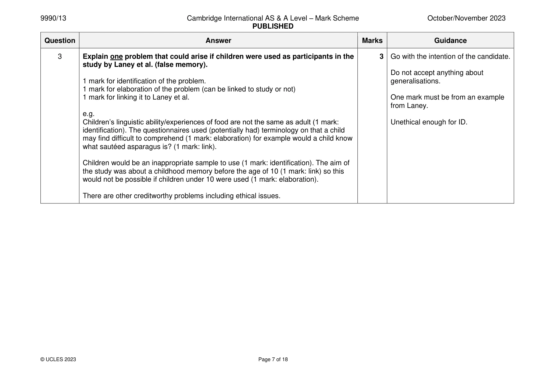Mark scheme, page 7 of 18