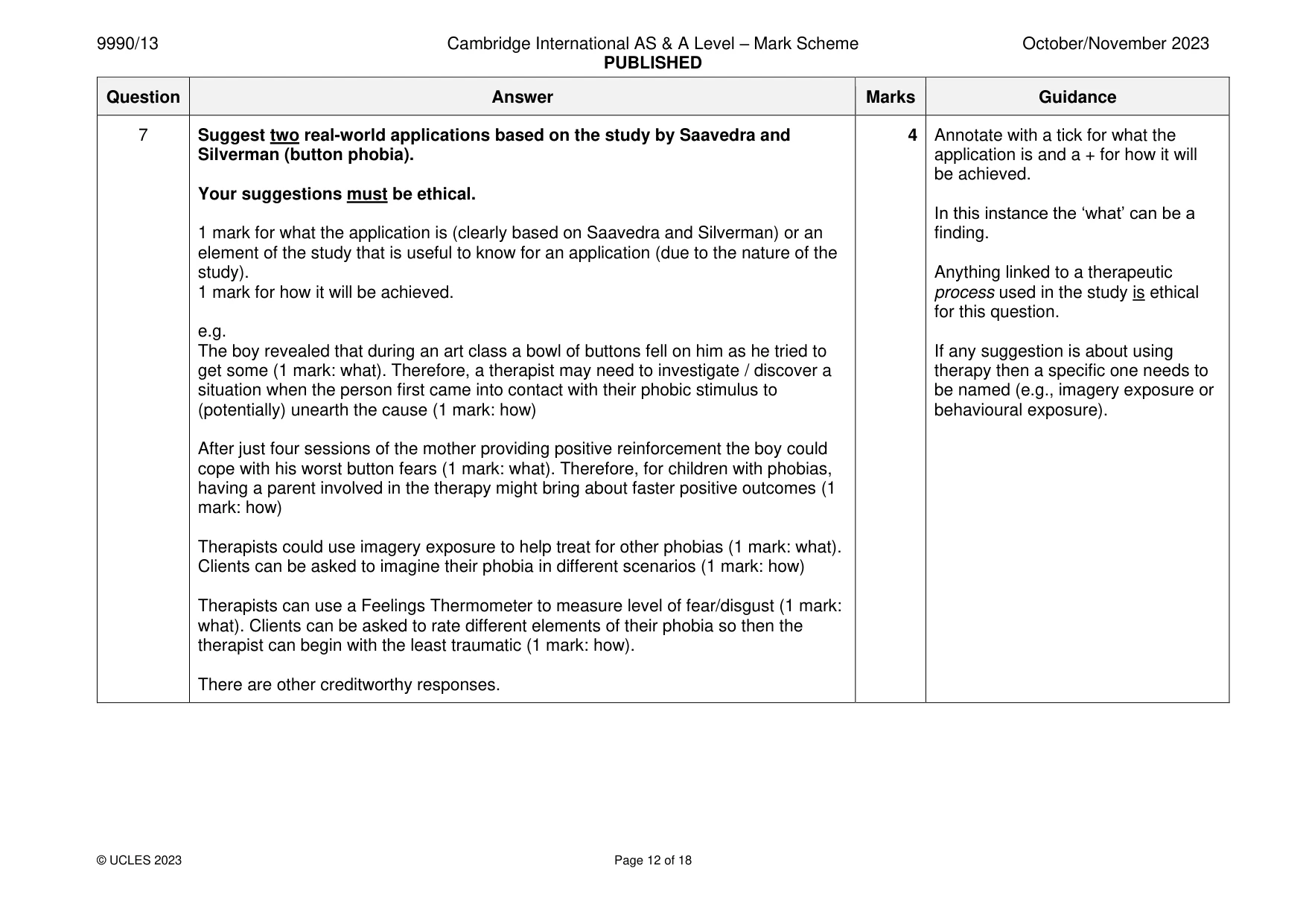 Mark scheme, page 12 of 18