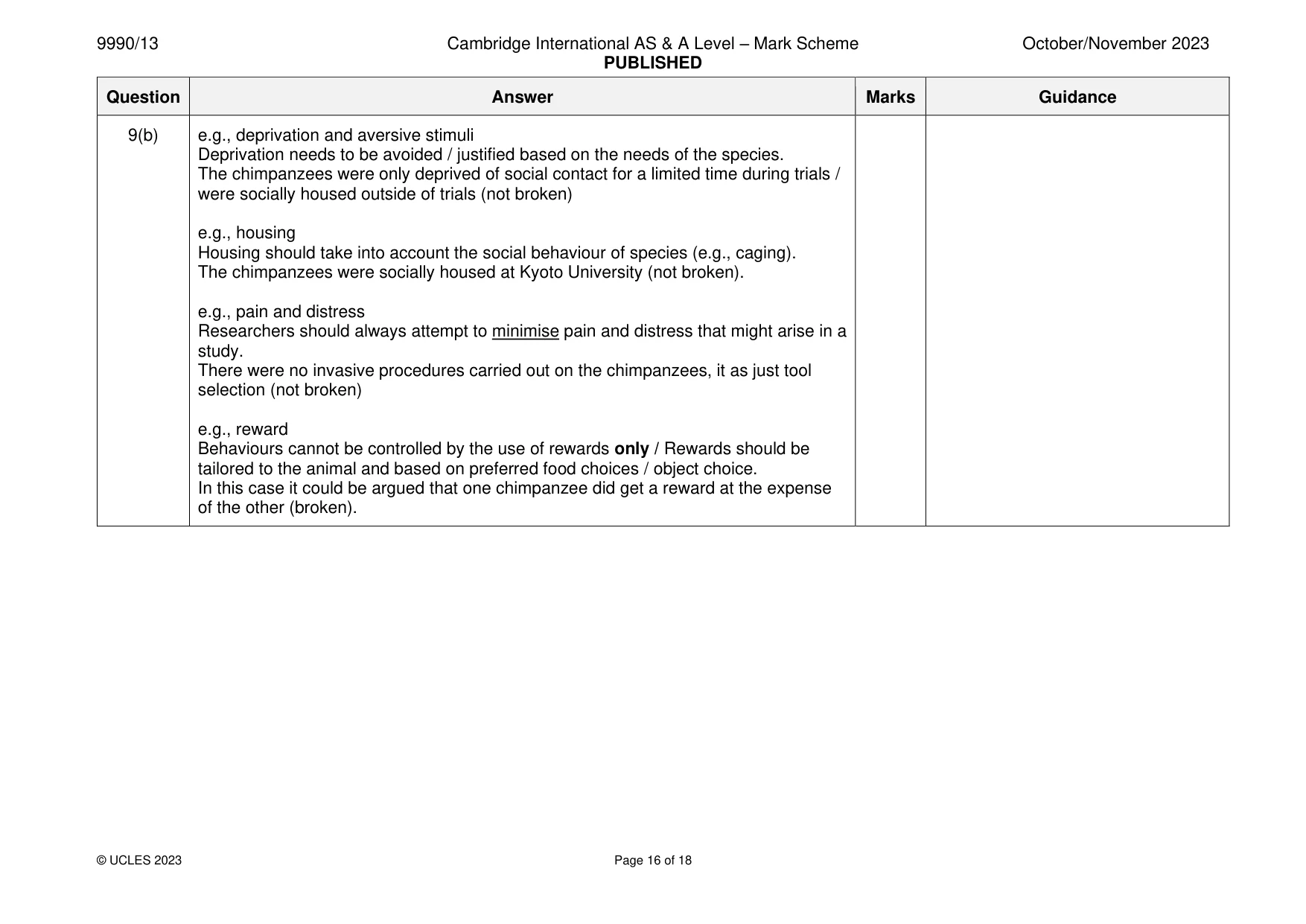 Mark scheme, page 16 of 18