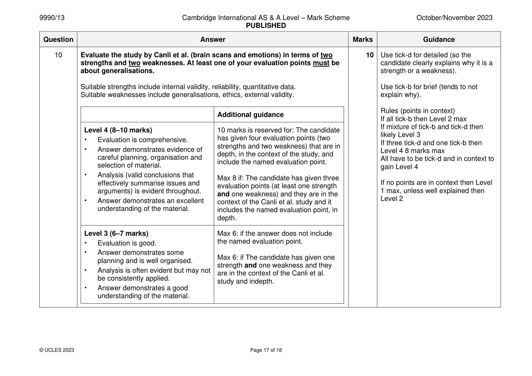 Mark scheme, page 17 of 18