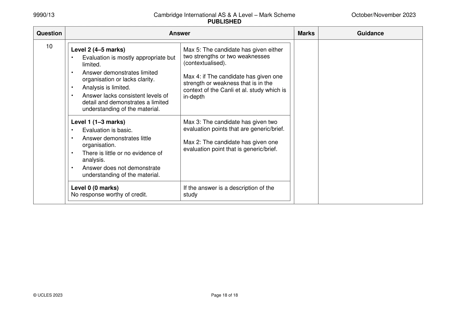 Mark scheme, page 18 of 18