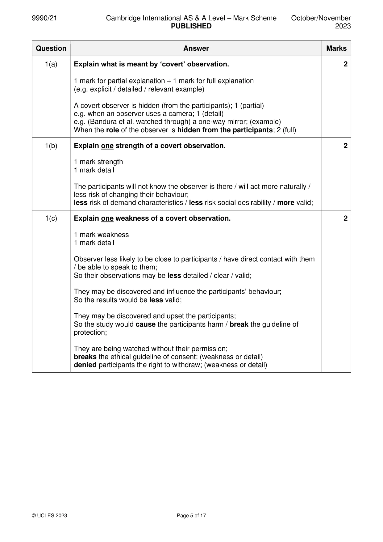 Mark scheme, page 5 of 17