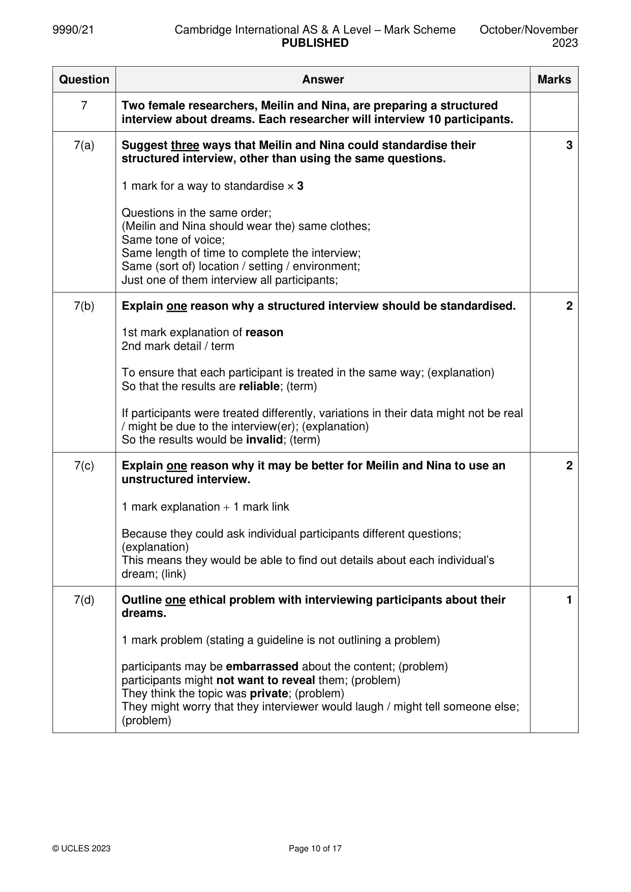 Mark scheme, page 10 of 17