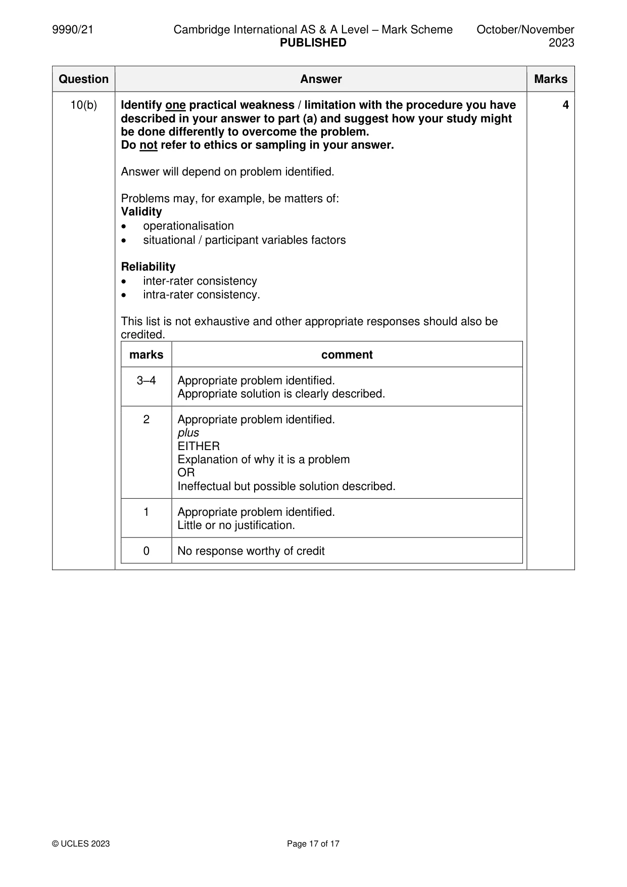 Mark scheme, page 17 of 17