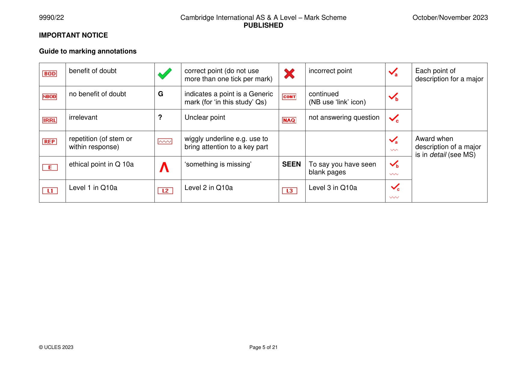 Mark scheme, page 5 of 21