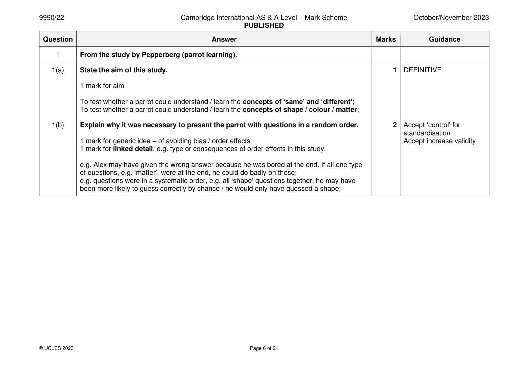 Mark scheme, page 6 of 21