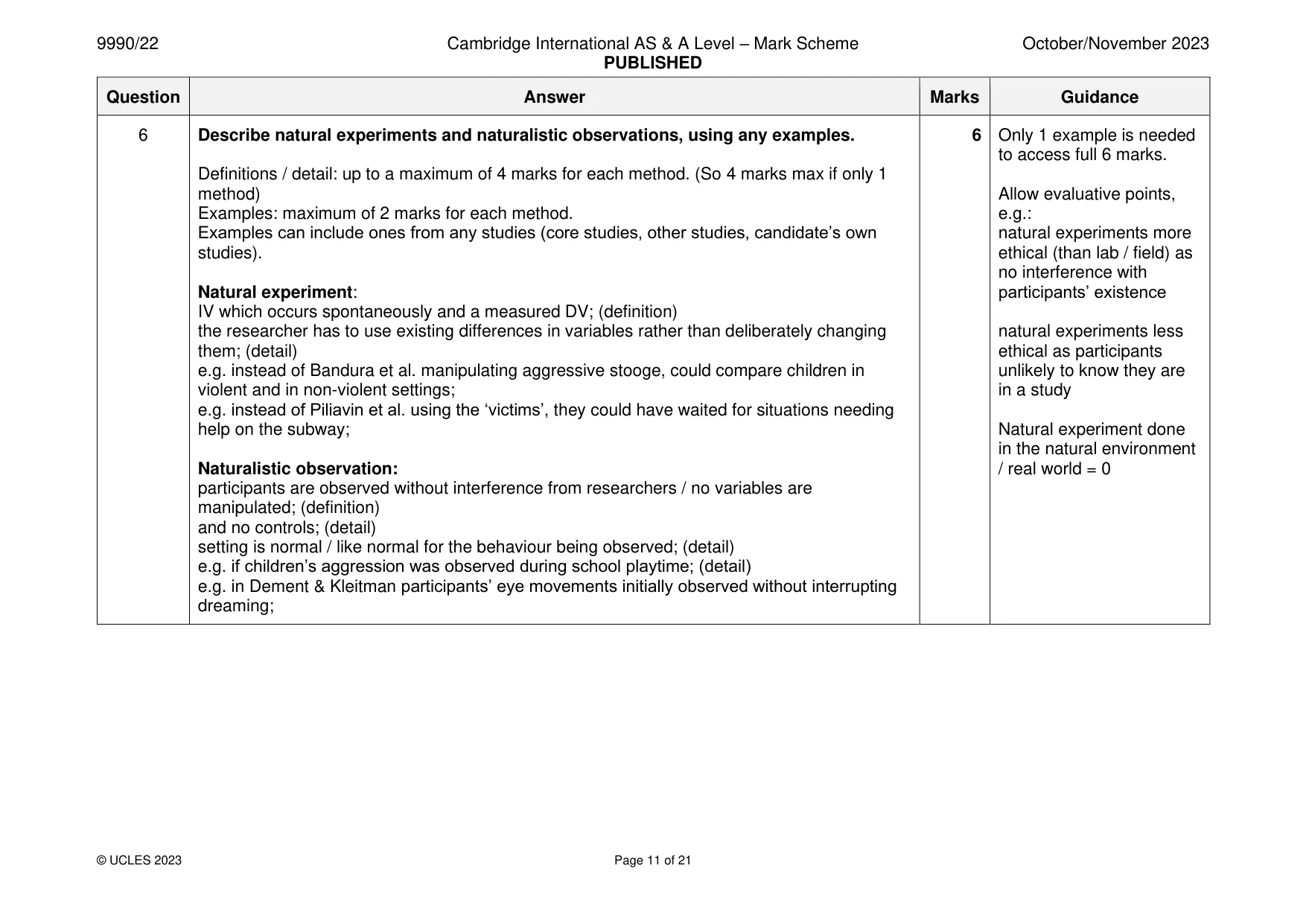 Mark scheme, page 11 of 21