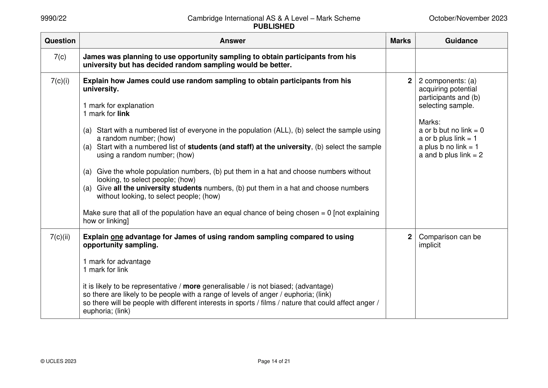 Mark scheme, page 14 of 21