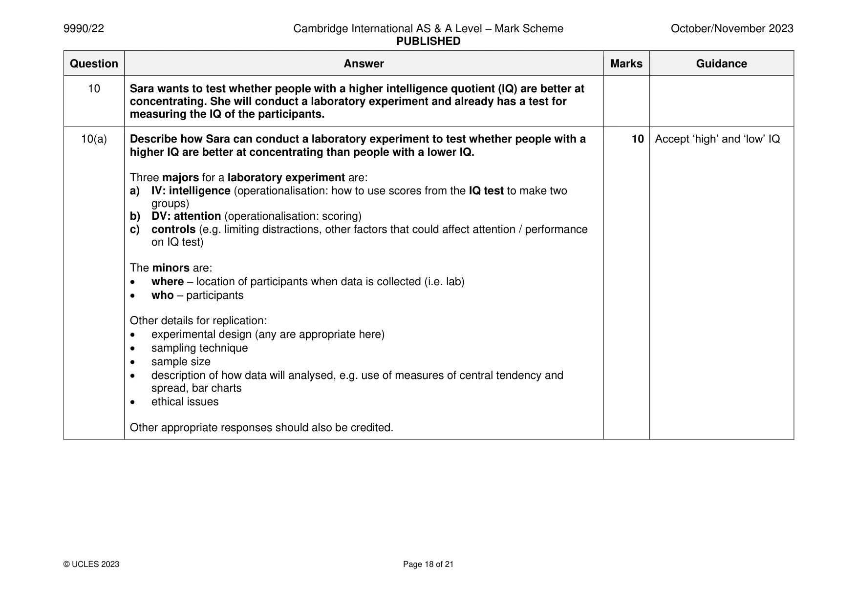 Mark scheme, page 18 of 21
