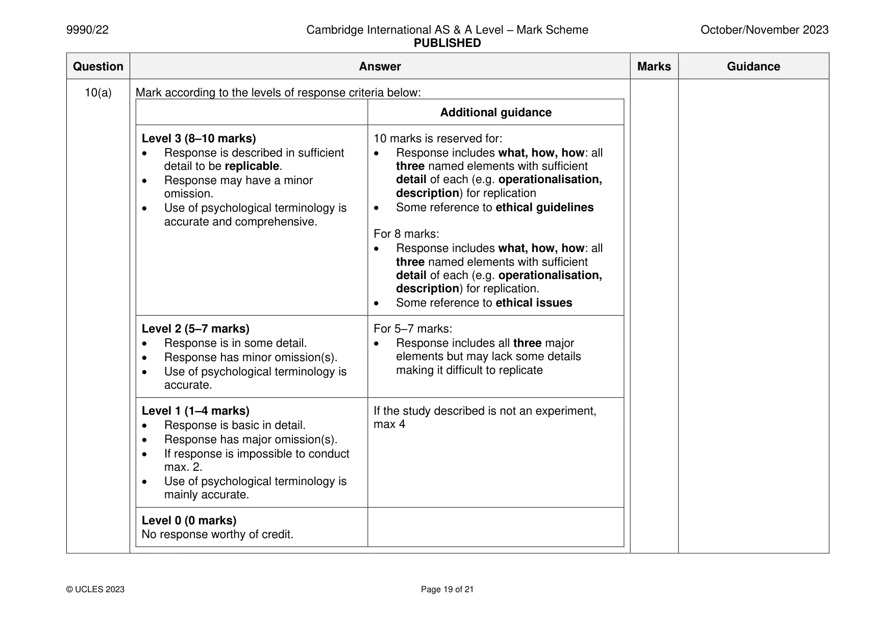 Mark scheme, page 19 of 21