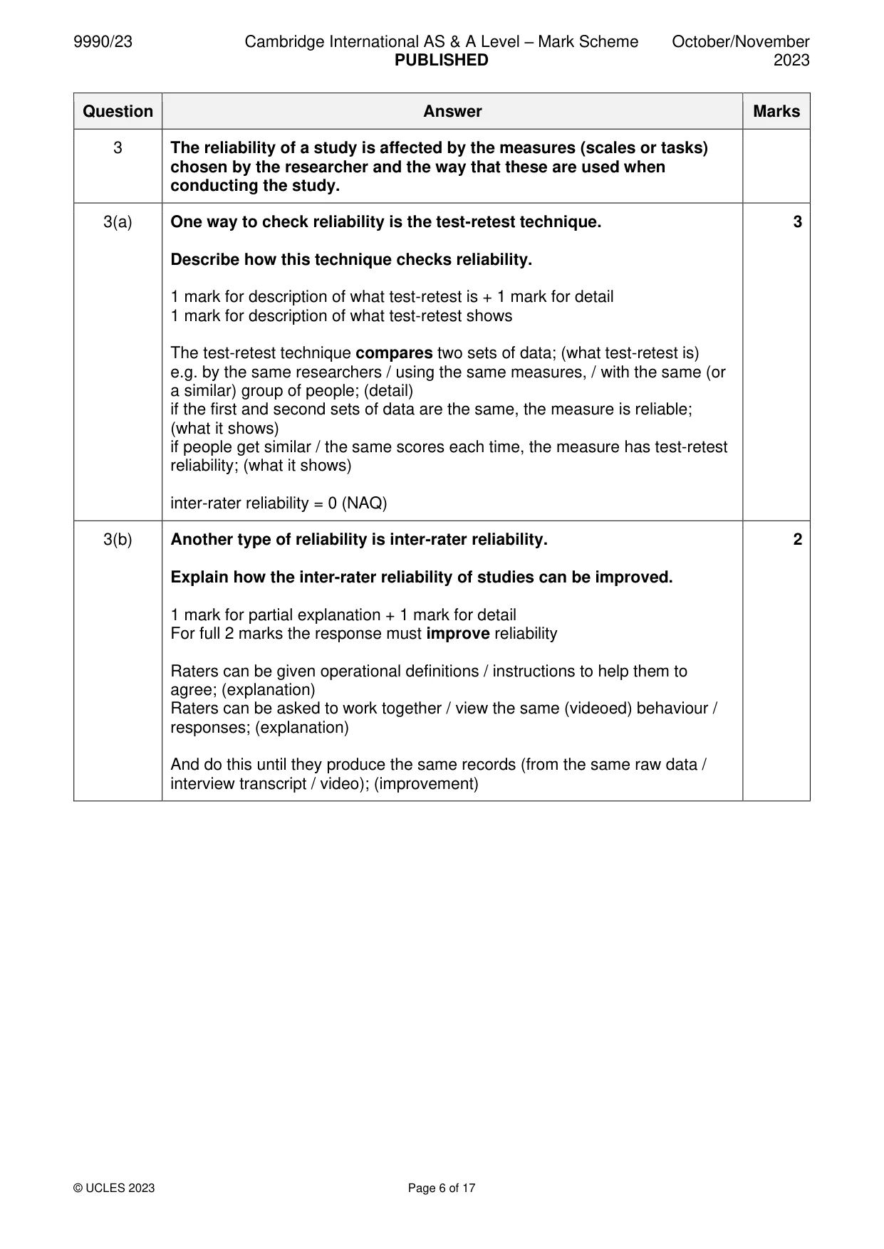 Mark scheme, page 6 of 17