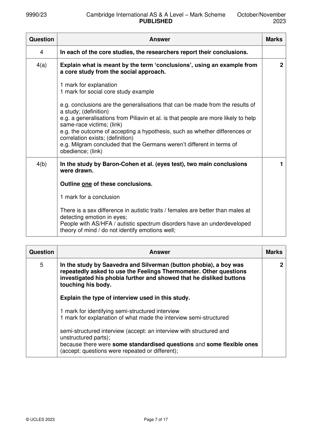 Mark scheme, page 7 of 17