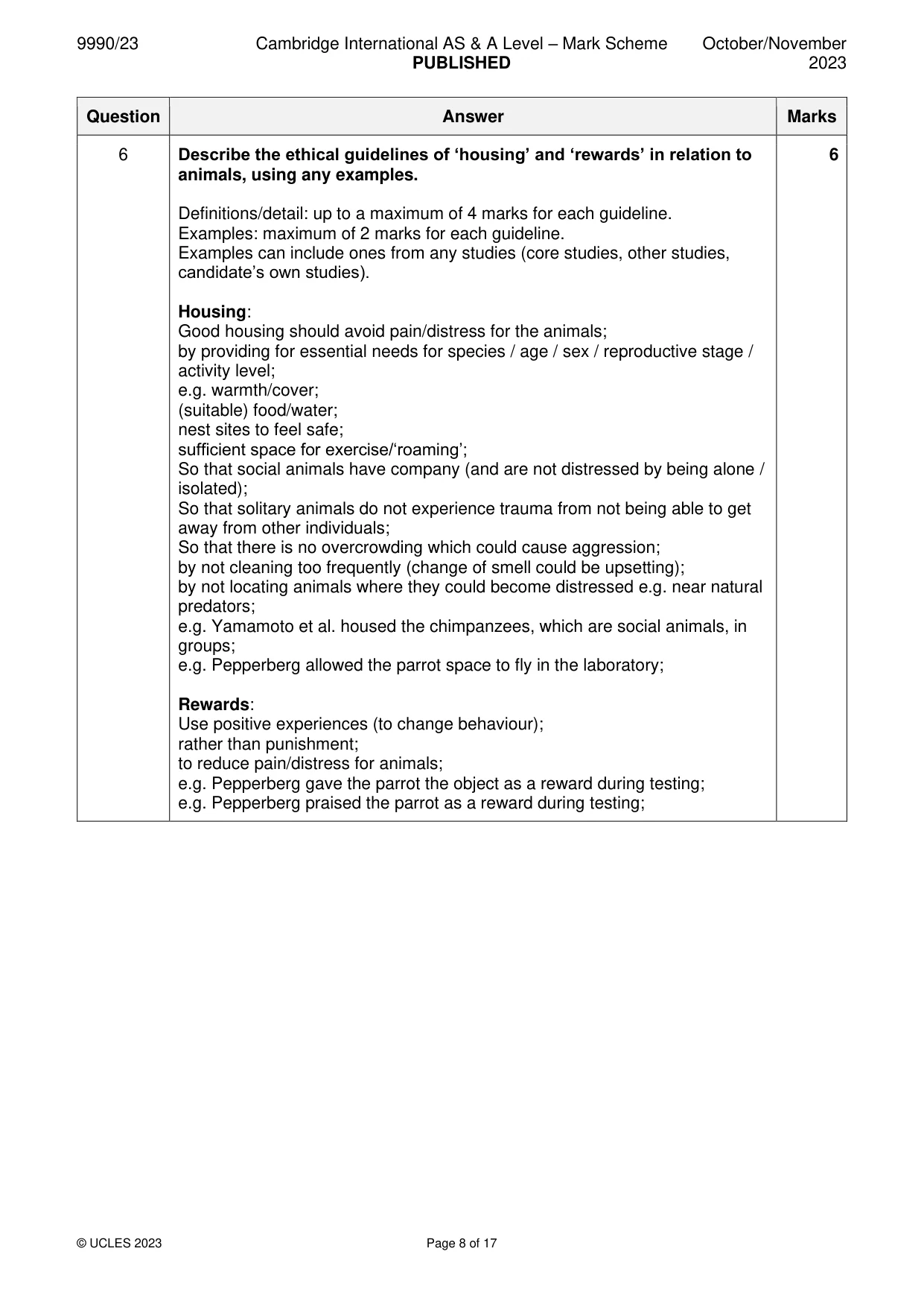Mark scheme, page 8 of 17