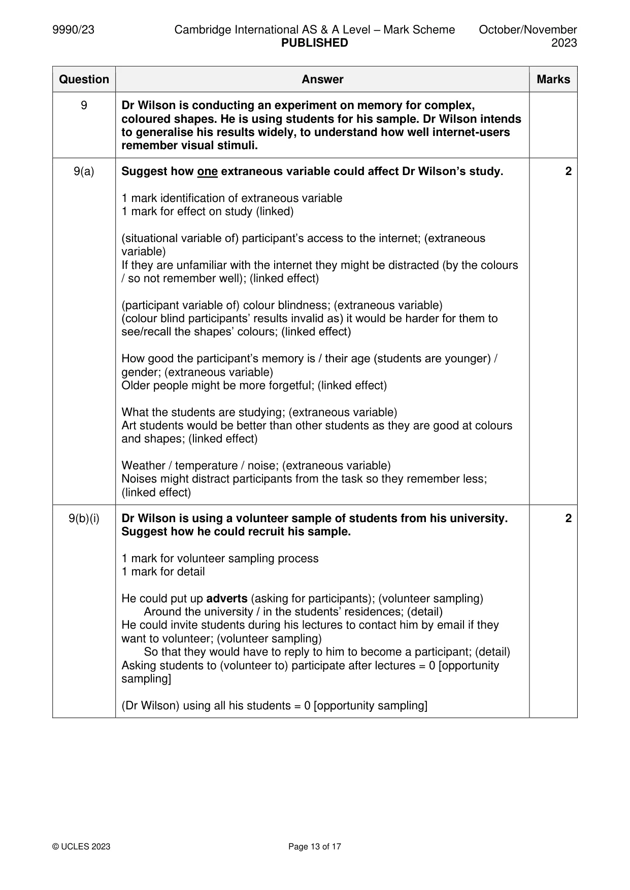 Mark scheme, page 13 of 17