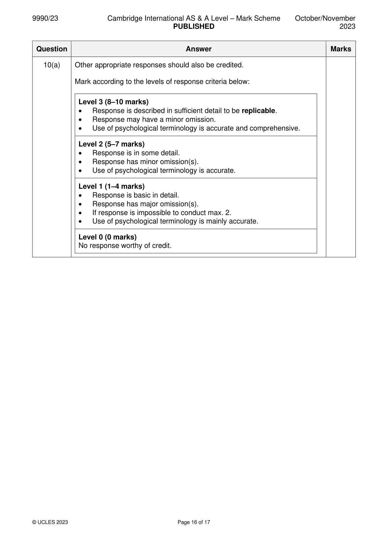 Mark scheme, page 16 of 17